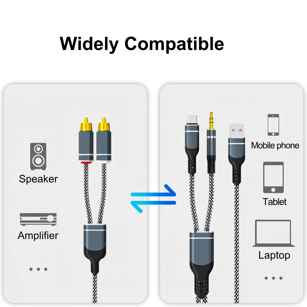 Versatile Audio Connector: 3.5mm to Dual RCA Adapter