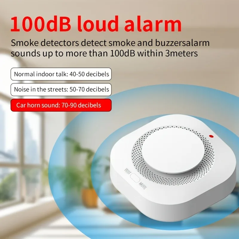XUK เครื่องตรวจจับควัน, เซ็นเซอร์ควันความไวสูงพร้อมสัญญาณเตือนดัง 85 เดซิเบล, สัญญาณเตือนไฟไหม้สำหรับบ้าน/ห้องครัว/ห้องนอน/สำนักงาน 1