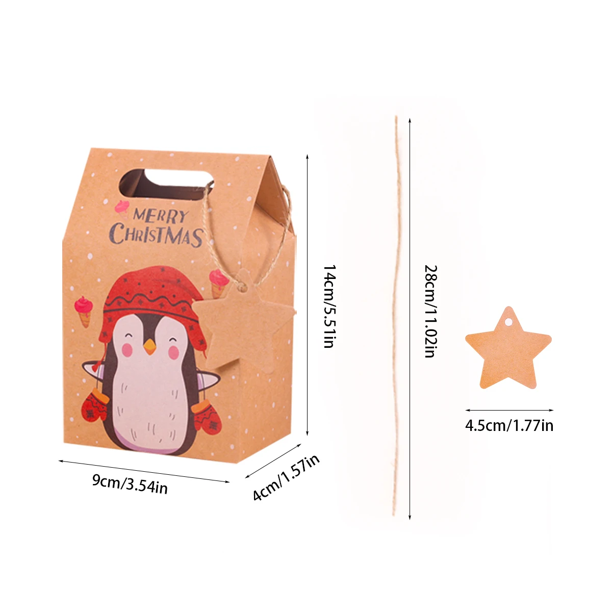 6/12pcs Merry Christmas Kraft Paper Gift Boxes for Candy, Cookies, Party Favors, Santa ... - SKU KPGB1744 - UGI Packaging