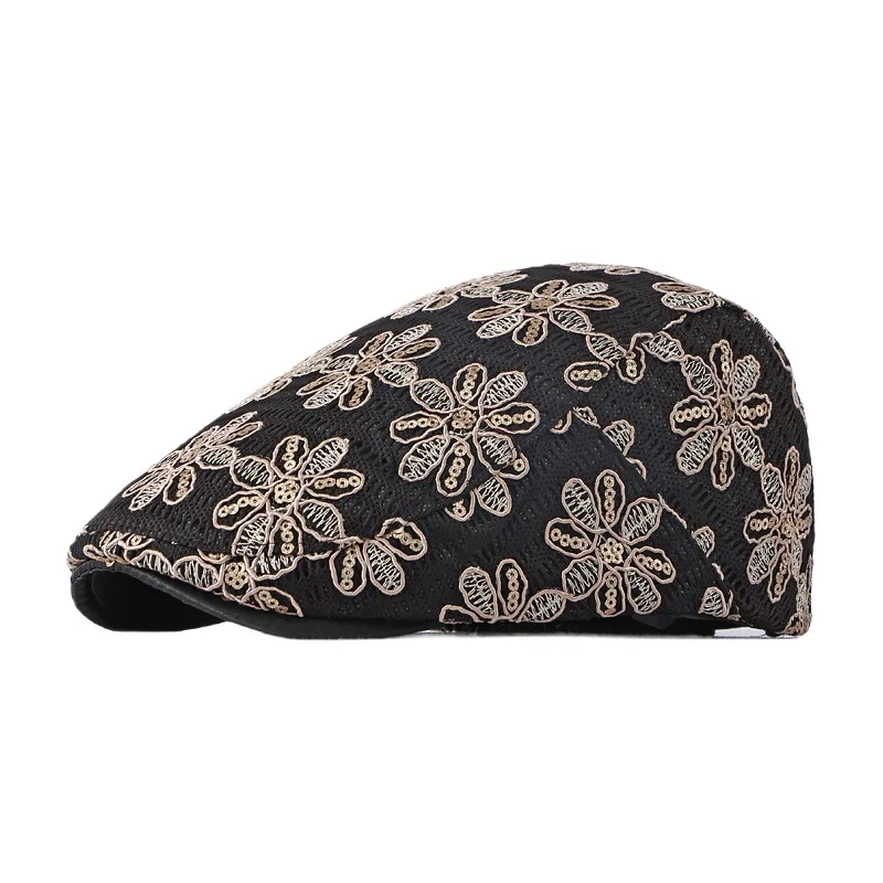 Korean Style Spring And Summer Fashionable Sequins Beret Women's Retro Fashion Casual Beret Advance Hats Temperament Peaked Cap