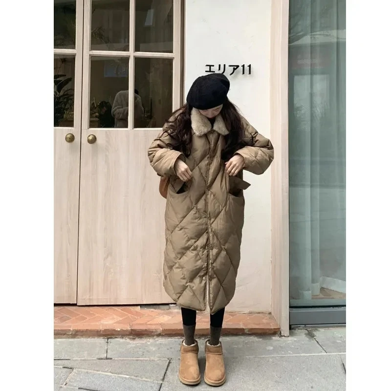 

Cotton Jackets For Women 2022 Autumn Winter Single-breasted Turndown Collar Mid-length Padded Coat Fashion Casual Female Parkas