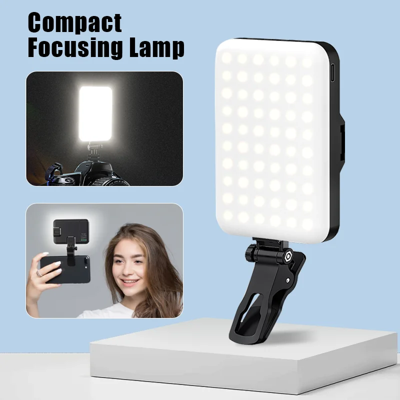 

LED Selfie Light 60 LED Beads Portable Rechargeable Clip on Light for Phone/Tablet/Laptop Photography Clip Light Lighting