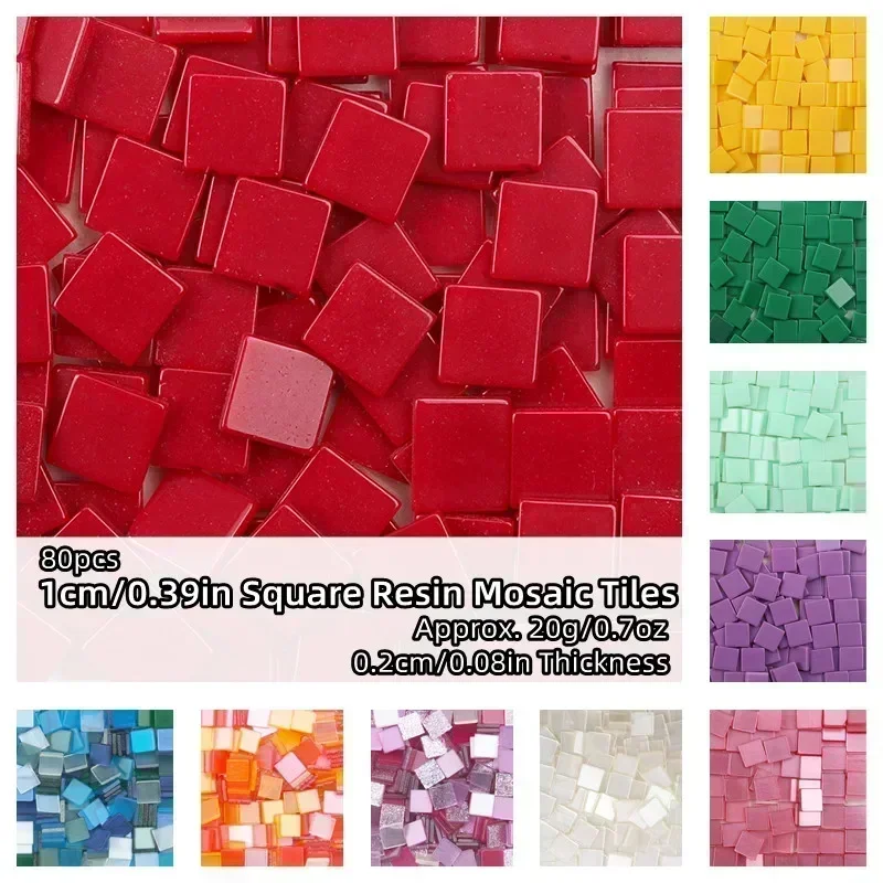 80pcs 1cm Square Resin Mosaic Tiles 0.2cm Thickness diy mosaic supplies acrylic mosaics DIY Crafts Materials