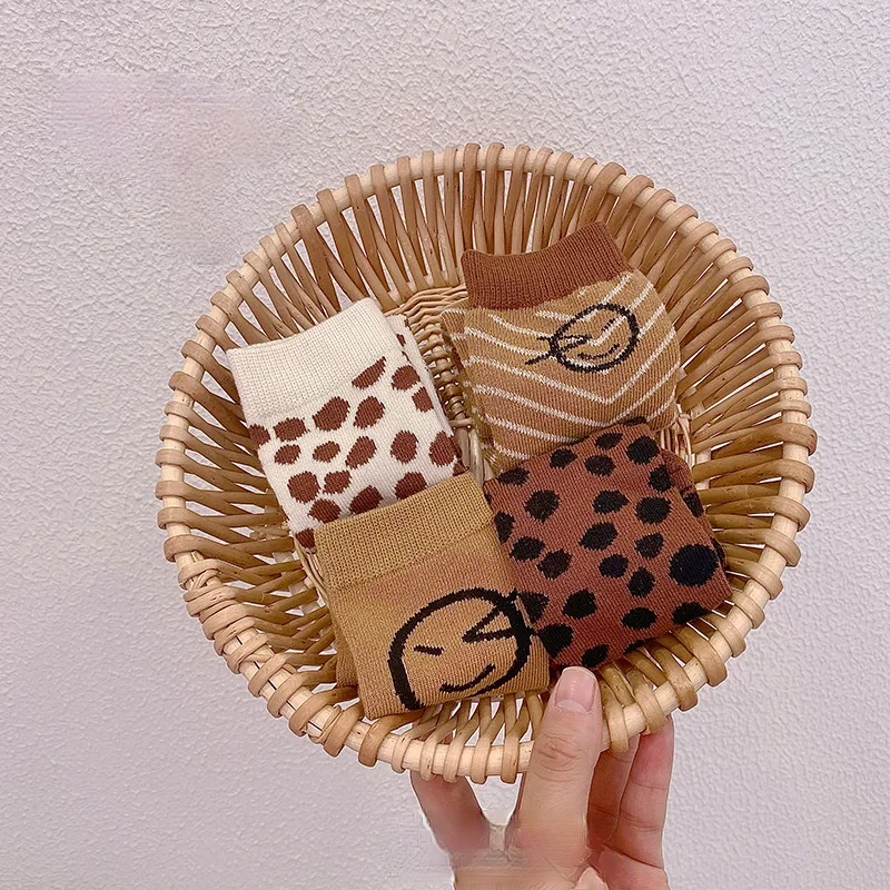 1 Pair Spring Autumn Winter 100% Cotton Children Leopard Socks Baby Girls Knee High Socks for Girls Winter Warm Socks