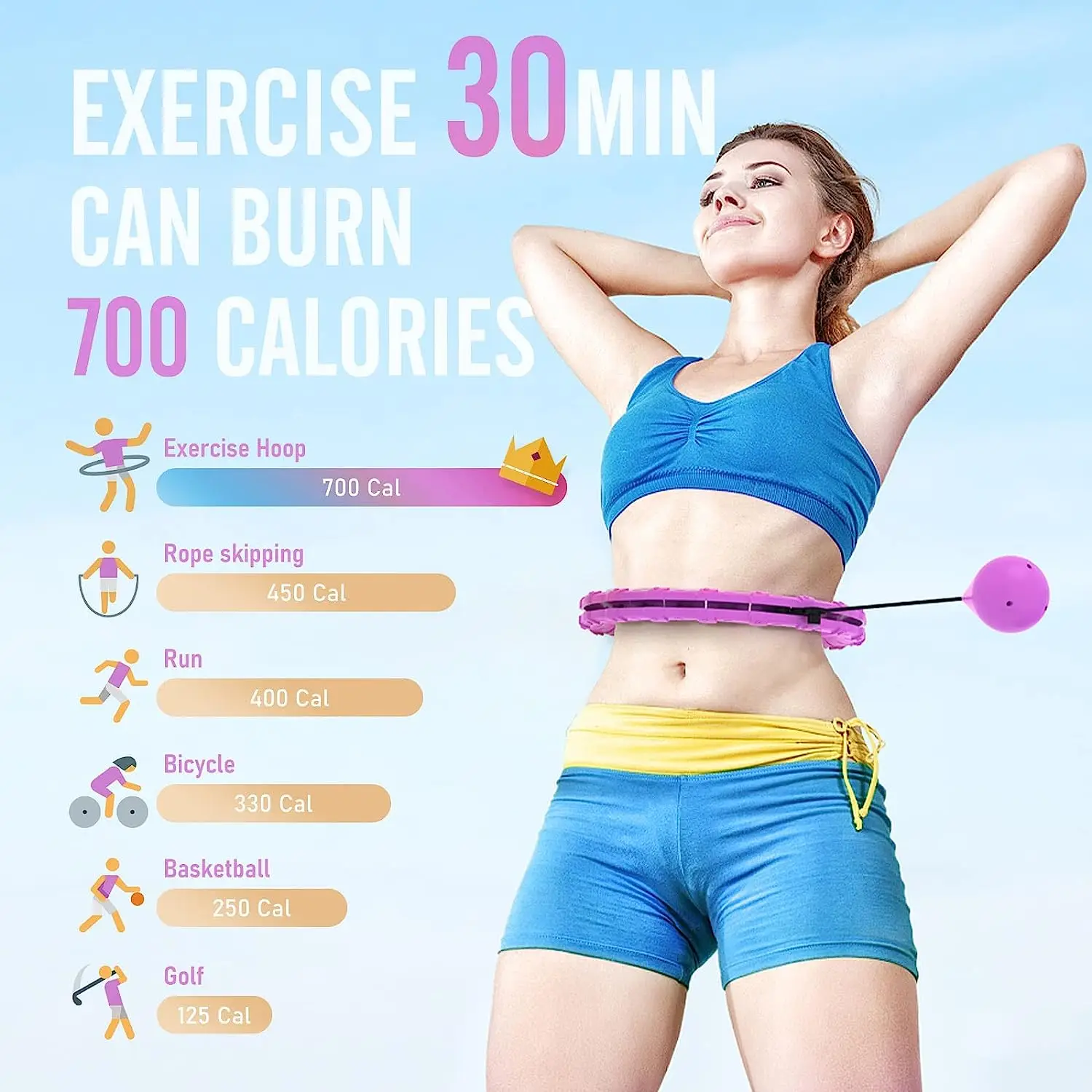 Smart fitness hoop Weighted Exercise Hoops for Adults Easy Detachable Design with Adjustable Weight Fitness Gym Equipment for Home