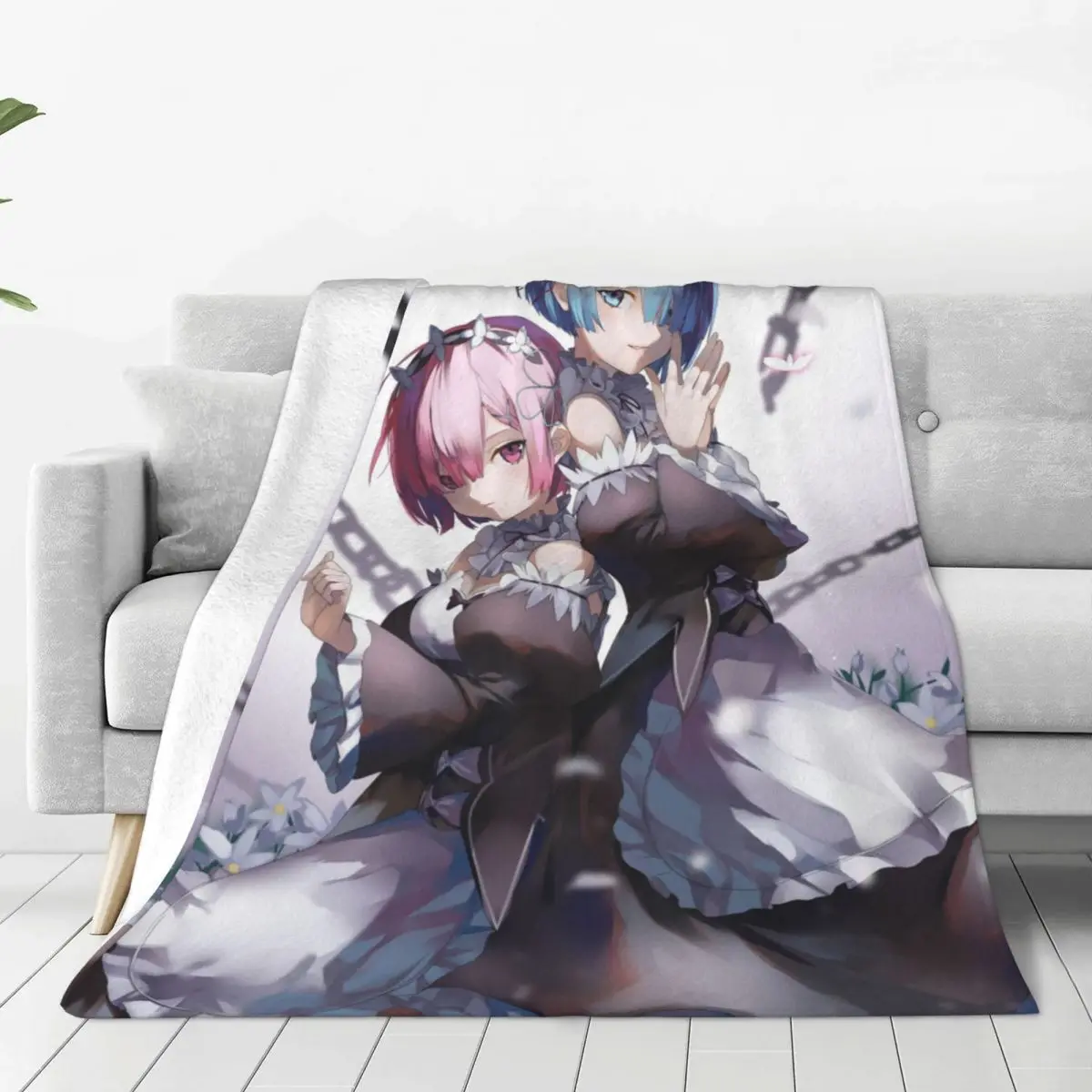 

Re:Zero Anime Sexy REM Blanket Velvet Spring/Autumn Cartoon Breathable Ultra-Soft Throw Blanket for Bed Bedroom Rug Piece