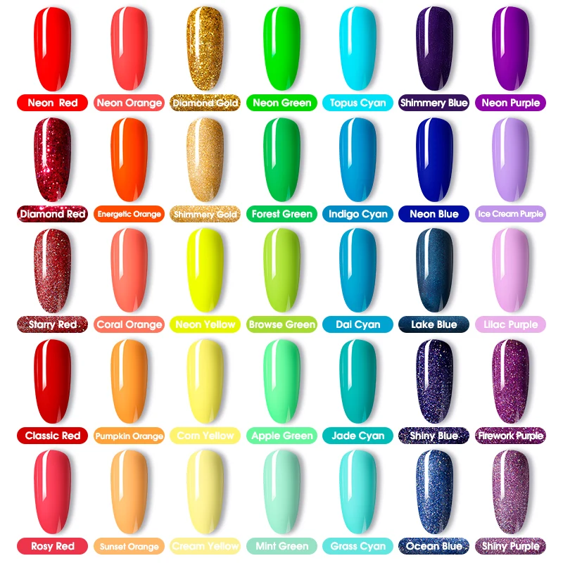 7ml Gel Nail Polish Glass Bottle Matt Top Base Soak Off UV LED Nail Lacquer Rainbow Color Gel Varnish Semi Permanent nail polish