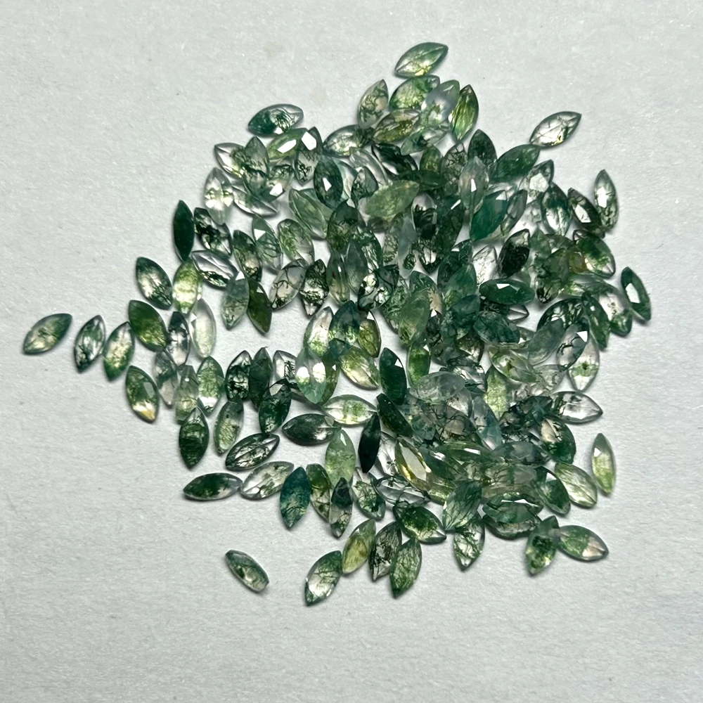 Natual Marquise Cut 1.5x3mm 6x12mm Green Moss Agate Stone