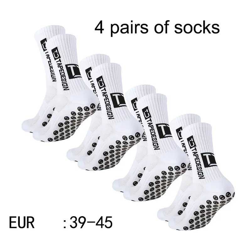 4 pairs of new TC mid tube glued football socks for sports training and competition, non slip and breathable socks - Image 15
