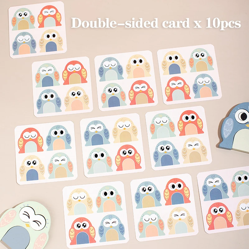 Owl Tangram Montessori Puzzles Toys Face Change Expression Shape Matching Games Intelligence Educational Wooden Toys for Kids 4