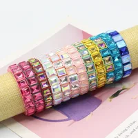 Bracelet élastique en cristal moka 2026 avec manchettes émaillées aux couleurs arc-en-ciel, accessoires pour couple en petite boîte 6