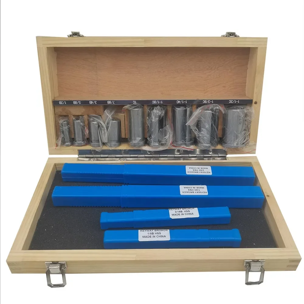Keyway Broach Sets HSS Metric Size Industrial Tools for Lathe B-4mm B-5mm C-6mm C-8mm Keyway Size 18Pcs