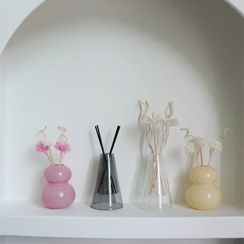 1 boccetta vuota in vetro da 150 ml, diffusore per aromaterapia, mini vaso, contenitore per profumo, accessorio per fai da te, set di bastoncini diffusori di ricambio (nero