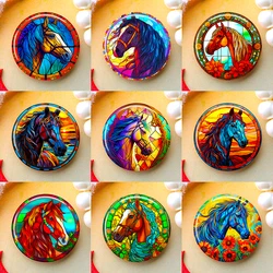 DIY Round Glass Cabochon Photo Set - Horse Design, Multiple Sizes - 20mm 10pcs (30934 - 30943)