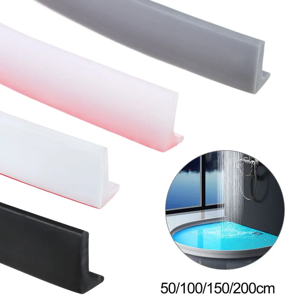 Bathroom Water Stopper Self-Adhesive Silicone Bathroom Water Stopper Water Retaining Strip Bendable Bathroom Door Washing Machine Shower Dam Barrier