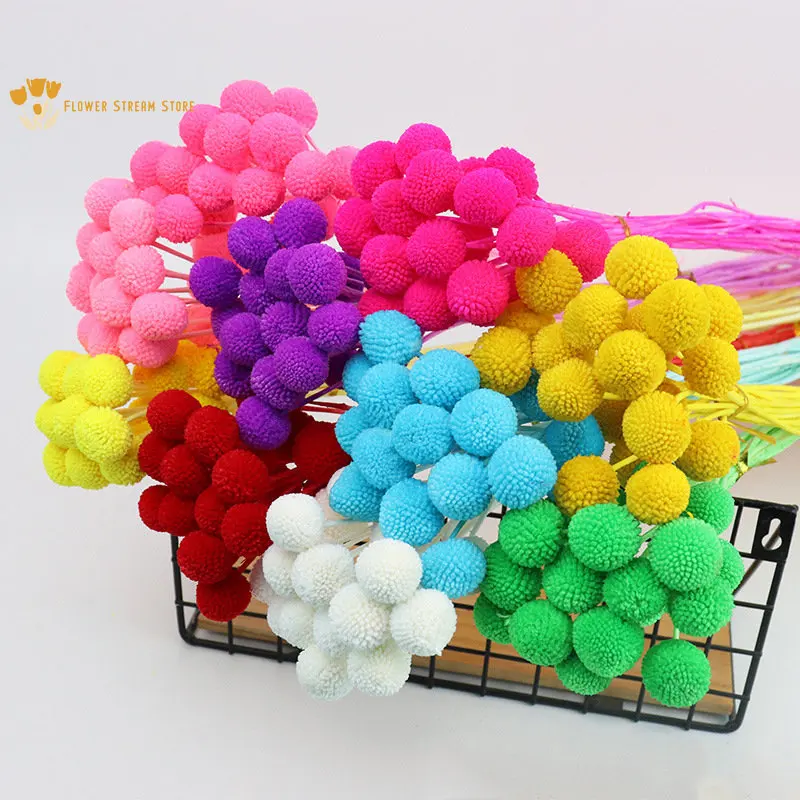 

Natural Dried Flowers Golden Ball Plant Bouquet Nordic Home Decor Artificial Flower Craspedias Wedding Party Table Decoration
