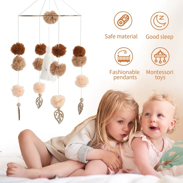 Wooden Babies Bed Bell Toys Assembly Rattles Bracket Newborns Bracket Mobile Hanging Rattles Toy Sheep Doll for Kids Gifts 2
