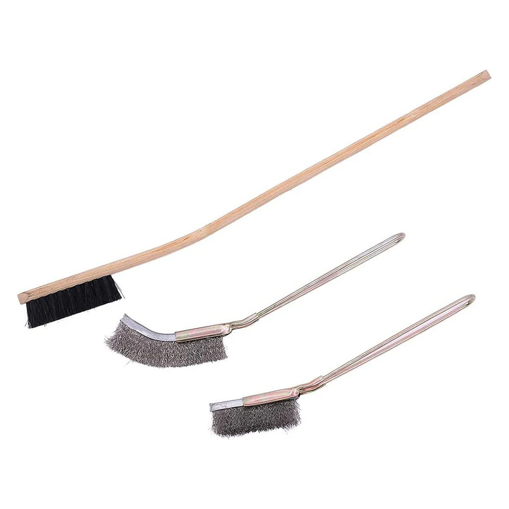 3 Pack Long Handle Bird Cleaning Brush, Bamboo And Stainless Steel Pets Cage Cleaning Brush With Hanging Holes, 3 Different Size