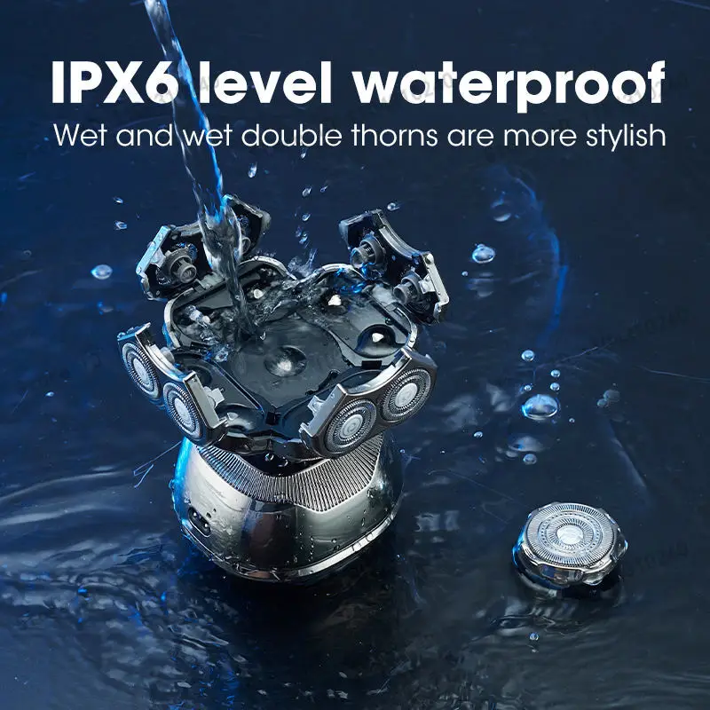 대머리 남성용 헤드 쉐이버 9D 방수 무선 습식 및 건식 전기 면도기 회전식 블레이드 충전식 그루밍 키트 얼굴 털 제거