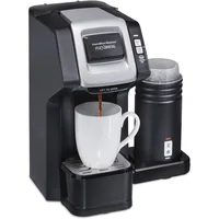 Single-Serve Coffee Maker, with Milk Frother Compatible with K-Cup Pods and Grounds, Black Make Hot or Cold Froth, Household 1