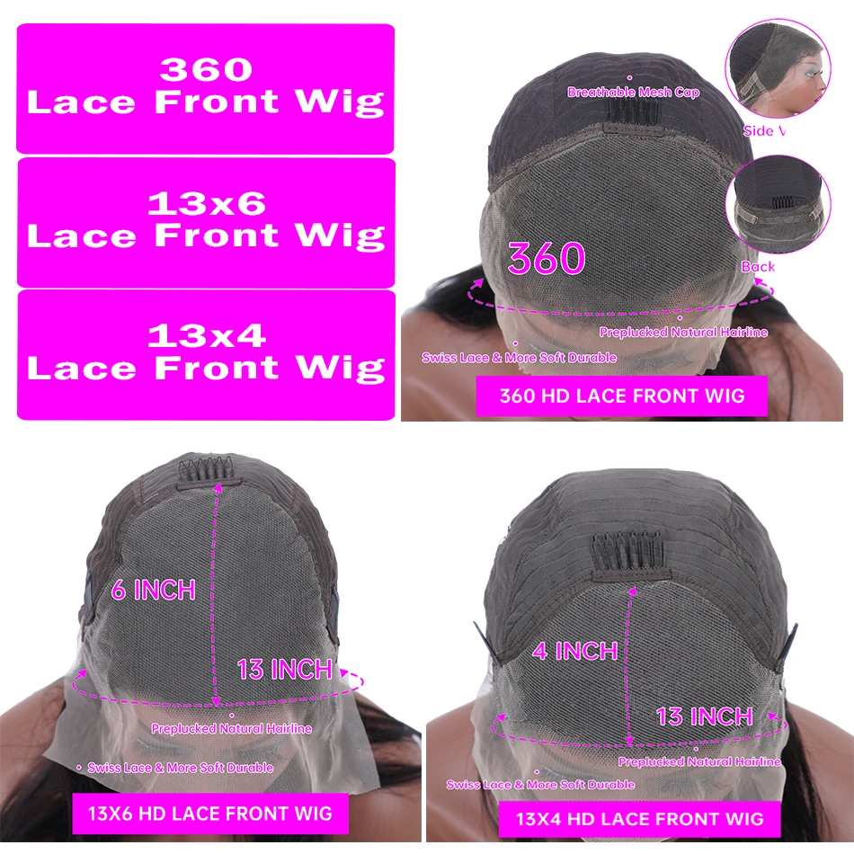 30 40 Inch HD Transparent 13x6 Loose Deep Wave Frontal Wig 13x4 Brazilian PrePlucked Water Curly Wave Wigs Human Hair For Women