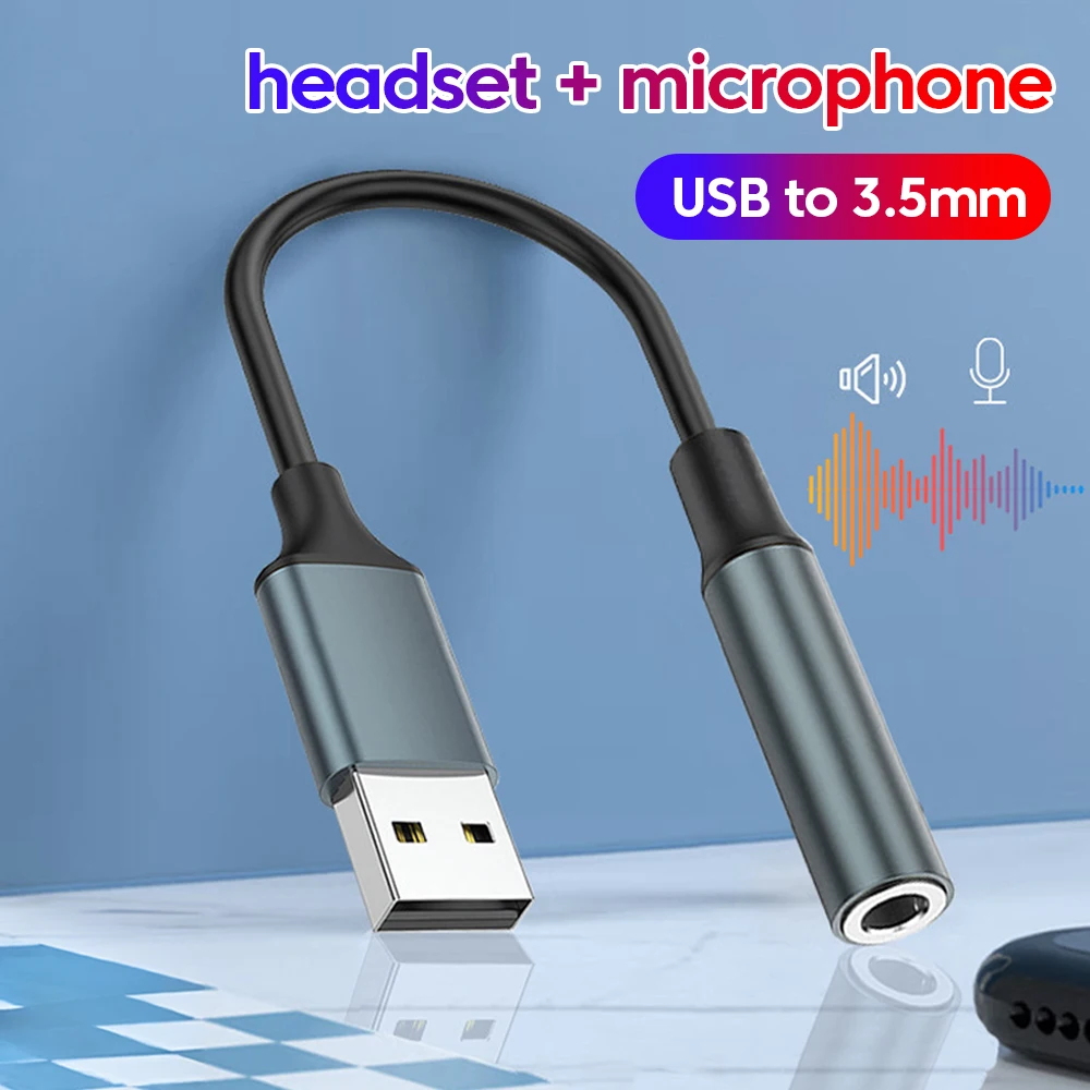 USB to 3.5mm Adapter USB to 3.5mm Jack Audio Adapter Cable USB to Aux Adapter External Sound Card Headphone Micphone Sound for PC Laptop
