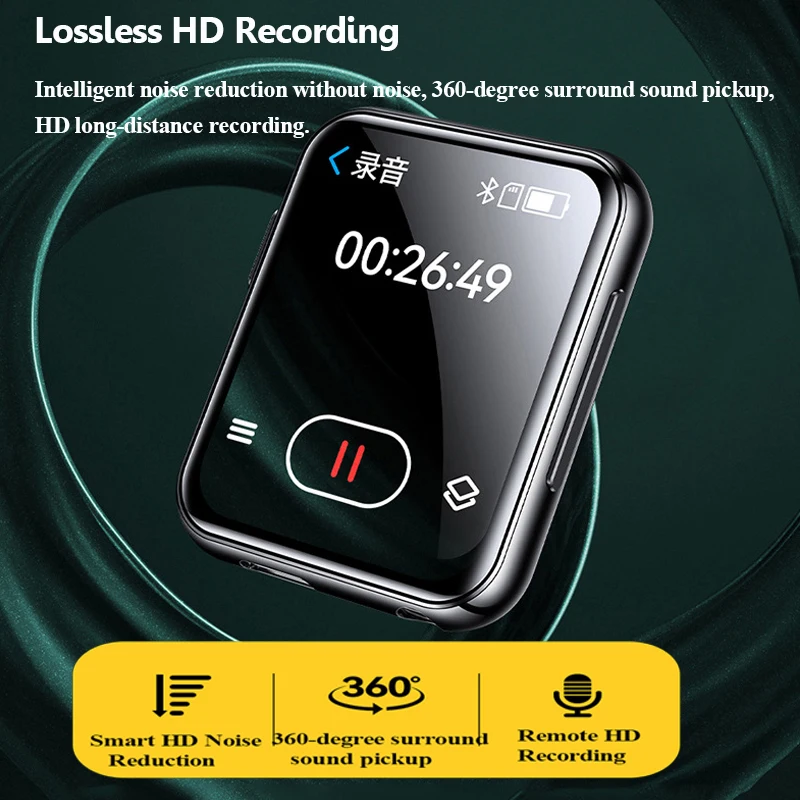 Mini Pocket Bluetooth5.4 MP3 Player IPS HD Touch Screen Hifi Sound Walkman Recorder Video Player Support FM TF Card Alarm Clock