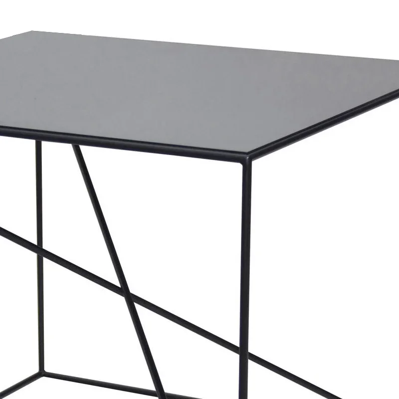 Nordic Iron Square Coffee Table-Creative Balcony Side Table, Minimalist Sofa Companion, Elegant Design for Living Room, Accent