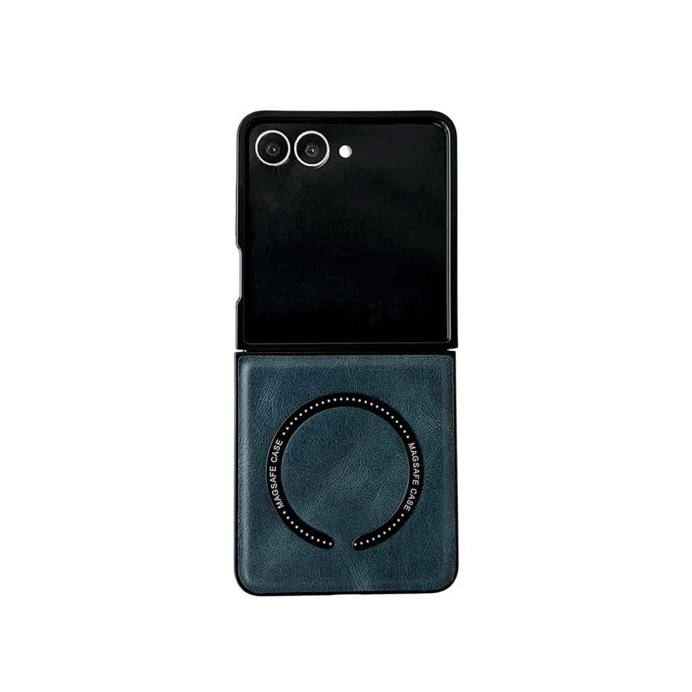 Luxury Leather Magnetic Wireless Charging Phone Case with Soft Bumper Cover