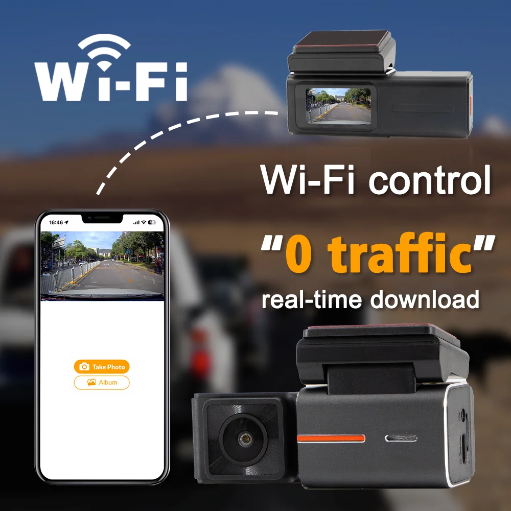 Dash Camera 2 Channel Front Rear HD 2K + 1080P WiFi Car Vehicle DVR Recorder 170&deg; Ultra Wide Angle Camcorder