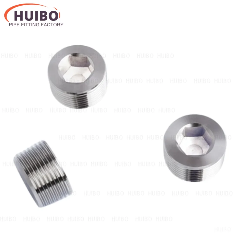 304 Stainless Steel Hexagon Pipe Connector 1/16 1/8 1/4 3/8 1/2 3/4 1-2 BSPT / NPT Male Countersunk End Plug Pneumatic Fitting