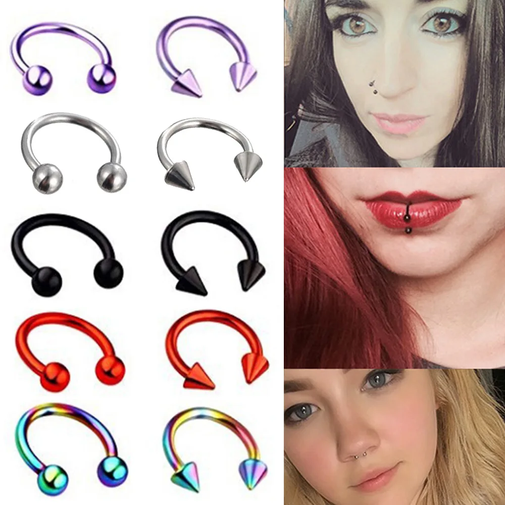 1PC 316L Stainless Steel Horseshoe Hoop Nose Ring Lip Nose Helix Ear