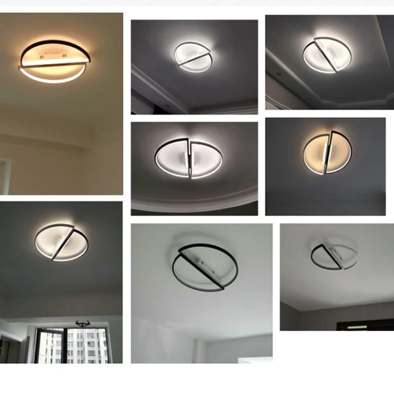 

Современная Потолочная люстра, приглушаемый светодиодный светильник, черно-белый современный потолочный светильник для гостиной, кухни с дистанционным управлением