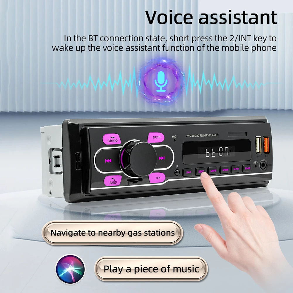 D3230 Car Radio V5.0 MP3 Player FM Radio LED Display 7 Color Button Lights Dual USB Port Stereo Audio Receiver car mp3 player