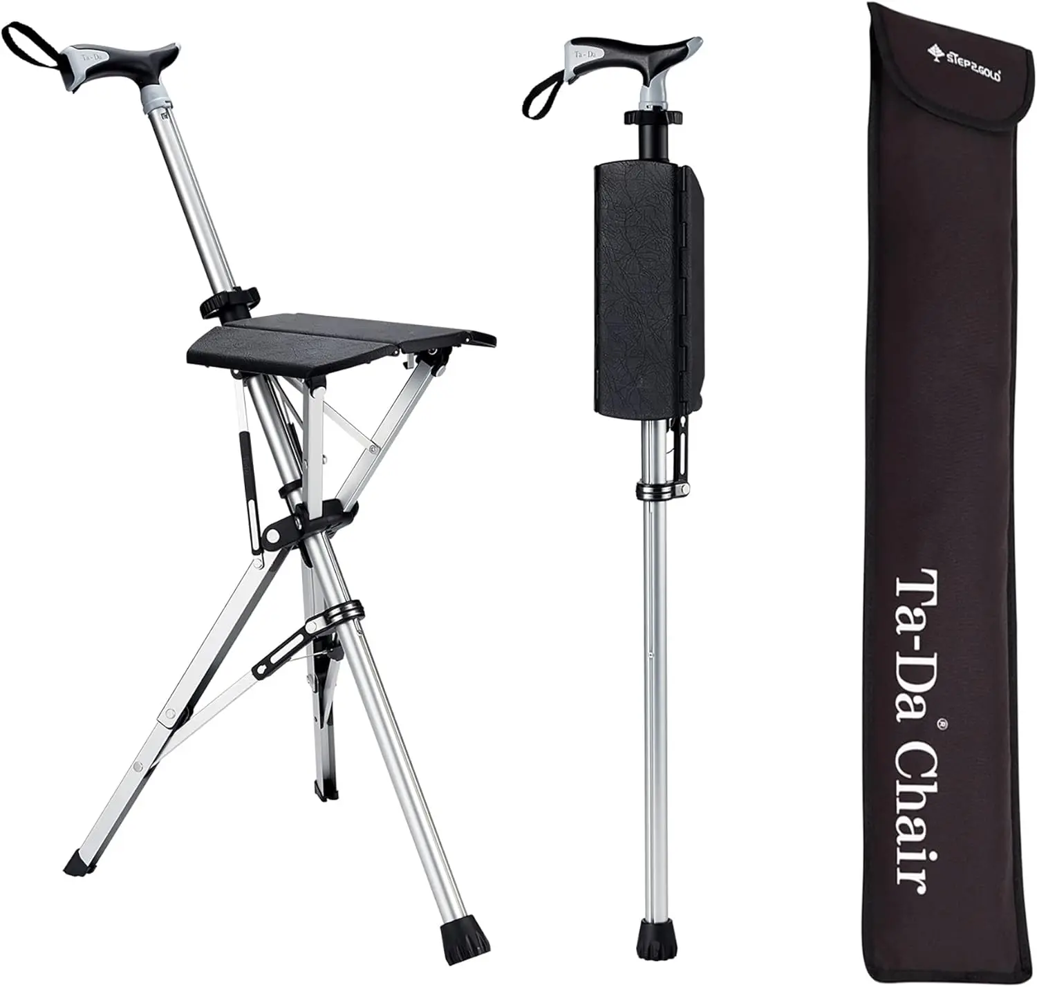 Chair, Portable Trekking Hiking Pole, Folding Walking Stick with Seat, Walking Cane with Chair, Foldable Lightweigh
