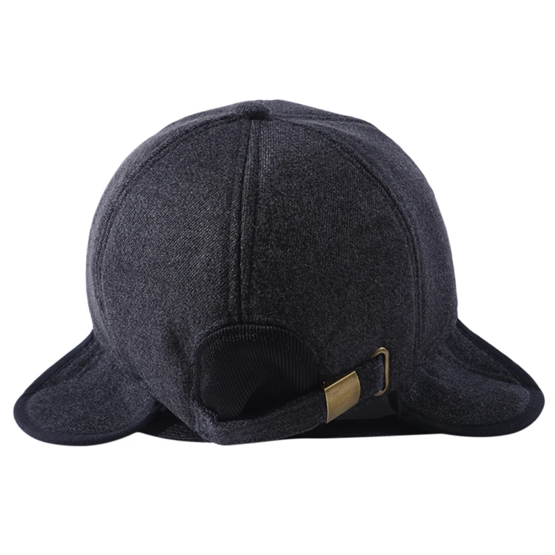 1pc Warm Mens Winter Wool Baseball Cap Ear Flaps Brand Snapback Hats Thicken Warm Fitted Cap Gorra Hombre Trucker Cap carhartt bomber hat