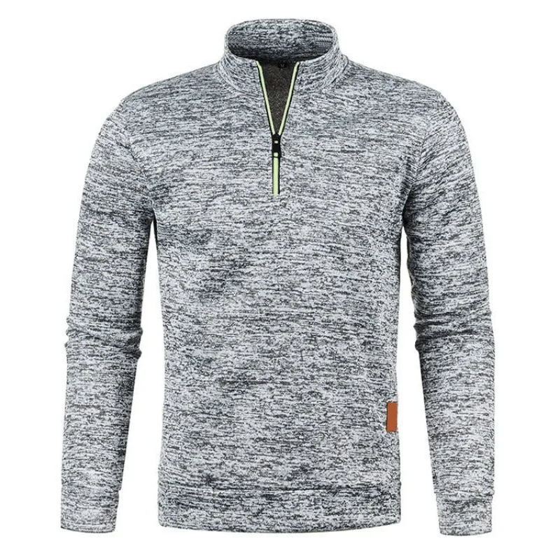 Autumn Men's Half Zipper Sweatshirts Long Sleeve Solid Color Pullover Turtleneck Streetwear Winter Warm Jacket Sport Coats 3