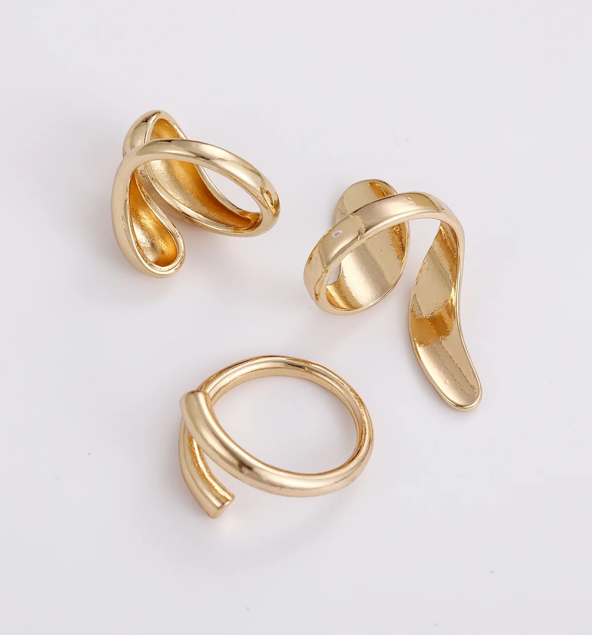 3 Pcs Irregular Geometric Ring Set for Women Punk Design Smooth Gold Silver Color Water Drop Adjustable Open Ring Trendy Jewelry