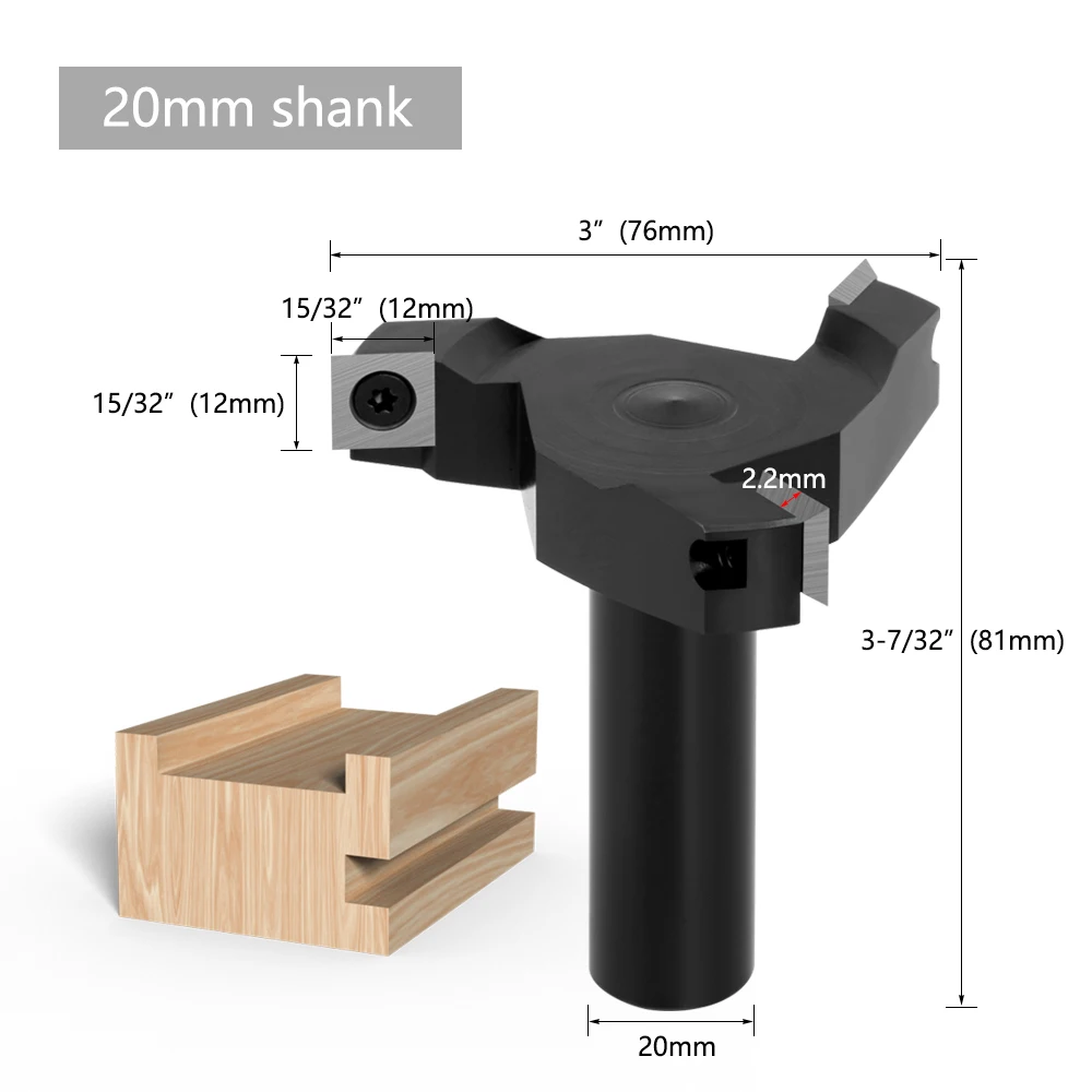LAVIE 20 Schaftfräser mit austauschbaren Klingen, Planfräser, Planfräser mit Einsatzklingen, Spoilboard CNC-Oberflächenfräser für Holz – Detail 2
