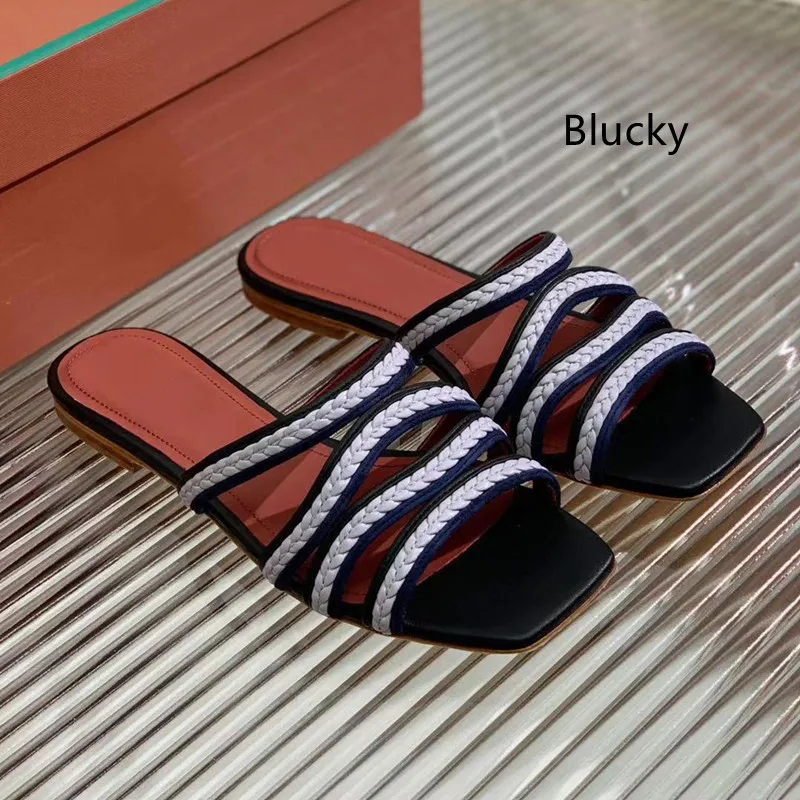 

Women's handmade woven open toe thick heeled slippers Women's summer ethnic style slippers Women's