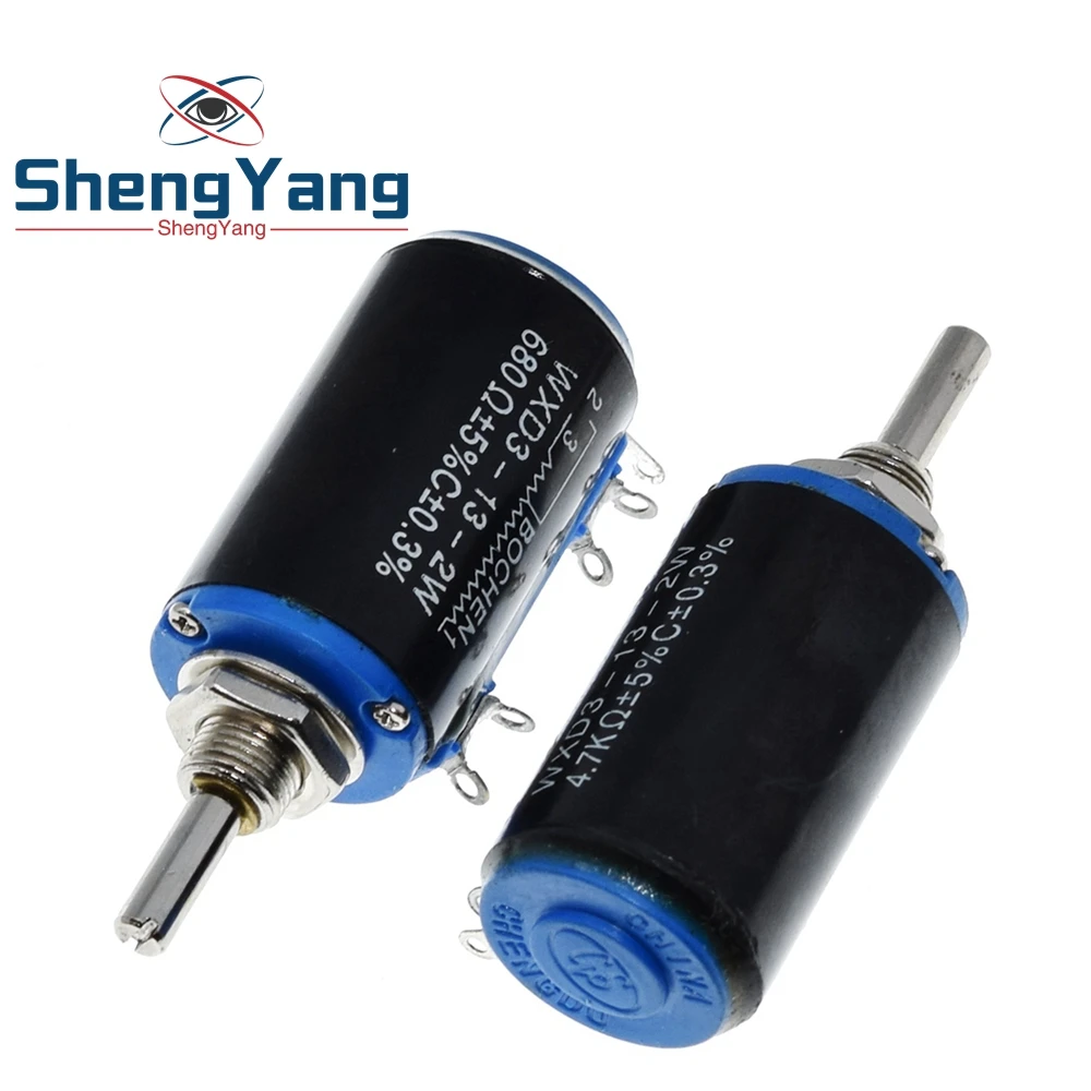 TZT WXD3-13-2W 100 200 220 470 680 R Ohm 1K 2.2K 3.3K 4.7K 5.6K 6.8K 10K 22K 33K 47K 100K Ohm Wirewound Potentiometer multiturn potentiometer linear potentiometer rotary potentiometer potentiometer kit trimmer potentiometer adjustable resistor potentiometer knobs electronic components