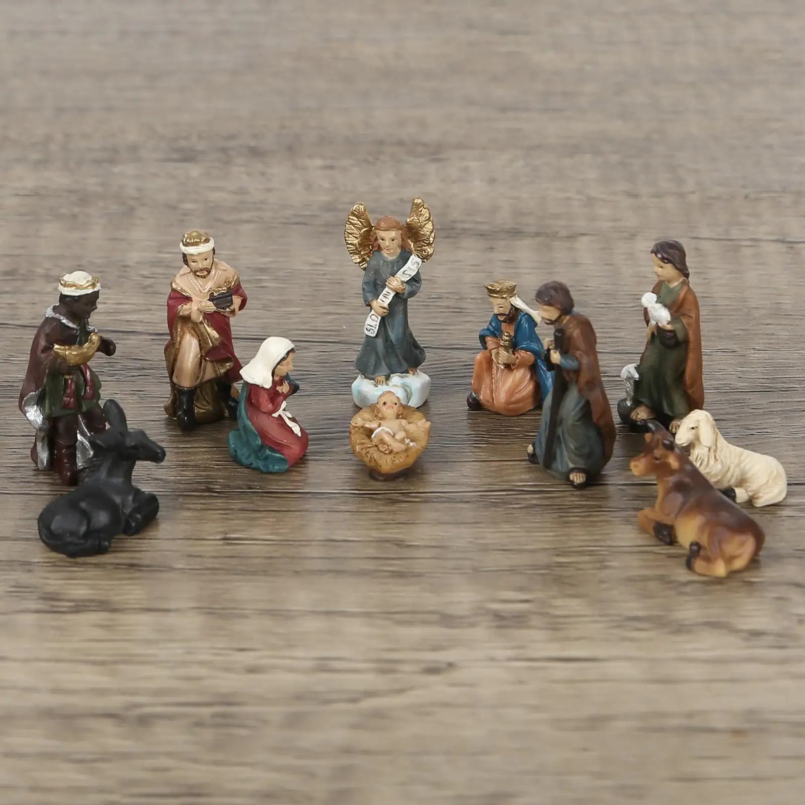 Resin Christianity Bith of Jesus Miniature Set 11pcs Resin Holy Nativity Figurine Religious Christmas Shelf Tabletop Decoration christian statue,home decor items