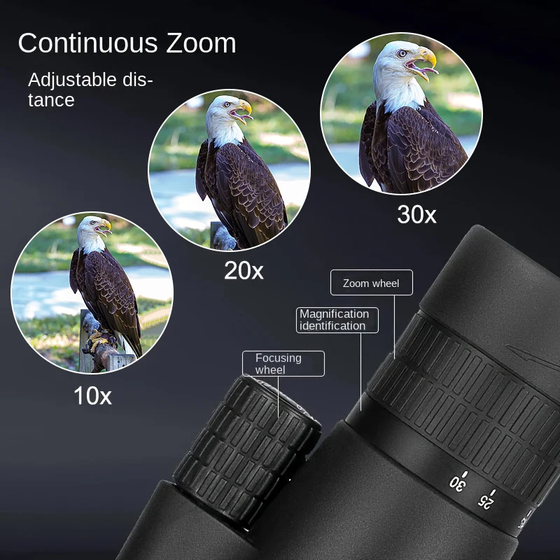 10-30x50 Zoom HD Telescope Monocular Camping Powerful Largo Alcance With Tripod Phone Clip For Watching Bird Hunting Binoculars