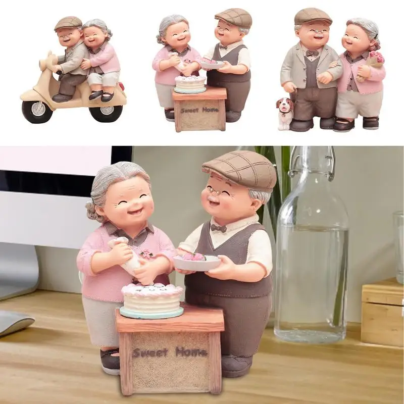 

Figurine Grandparents Elderly Couples Resin Model Ornament Creative Sweety Lovers Couple Ornaments for Modern Home Decoration