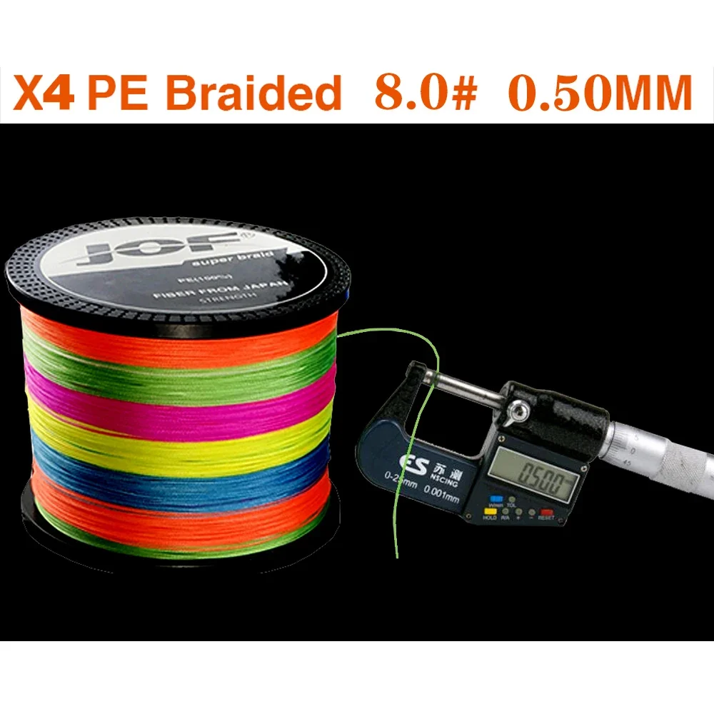 JOF PE Braided Wire Fishing Line 1000M 500M 4 Strands 0.10mm-0.70mm 10LB-120LB Japan Strong Multifilament Fiber Fishing Line