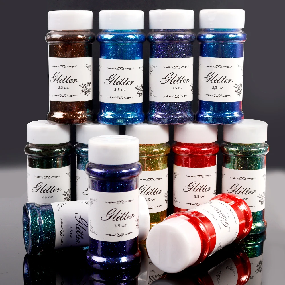 

100G Holographic Nail Glitter 12 Colors Holo Laser Superfine Cosmetic Festival Powder Nail Pigment Holo Nail Art Powder Craft