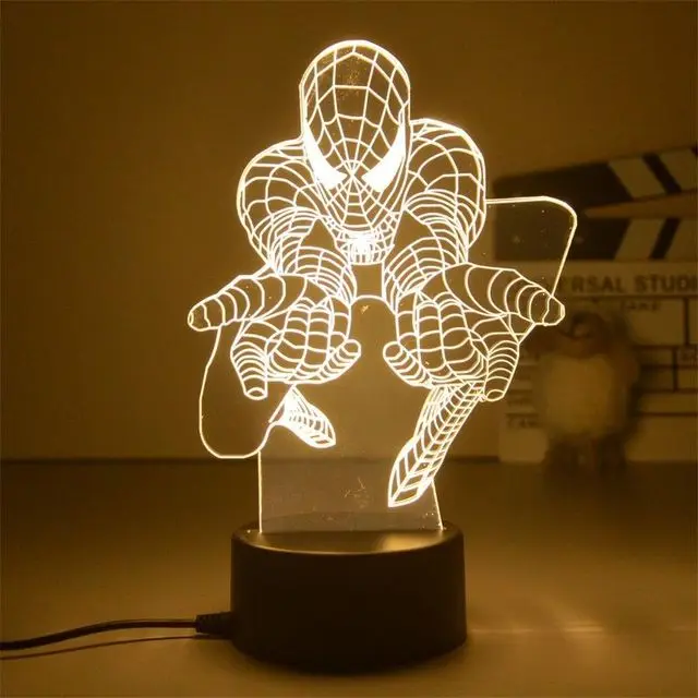 thumbnail image 1 of Disney Marvel-luz nocturna 3D de Spiderman, Ironman, Deadpool, Capitán América, figura de acción, lámpara de mesa, regalos de cumpleaños de Los Vengadores, 1 of 5