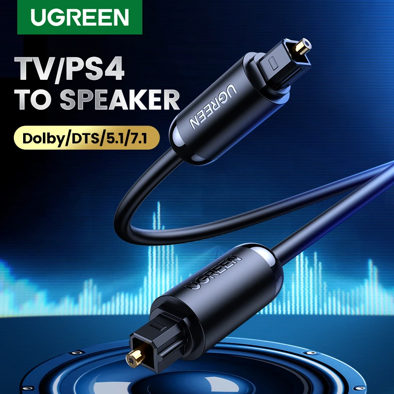 UGREEN Cable de Audio óptico Digital Toslink, Cable Coaxial SPDIF de 1m y para amplificadores, reproductor ray, Xbox 360, barra de sonido|digital optical audio cable|optical audio coaxial cable -