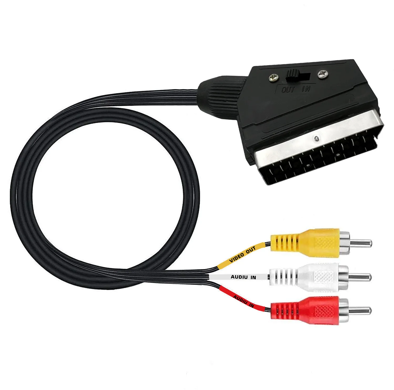 5FT 1.5m Scart-RCA 트리플 3 X 포노 케이블 복합 오디오 비디오 리드 TV/DVD 용 유럽 표준 SCART 라인 21Pin