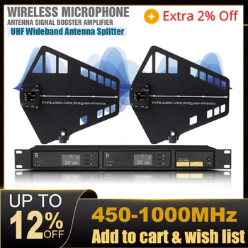 Paulkitson 안테나 분배기 시스템, UA80, 12V RF 신호 부스터, 안테나 스플리터 증폭기, 무선 마이크 UHF 450-1000MHz
